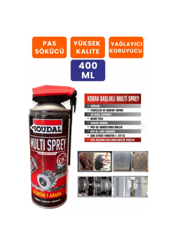 Soudal Multi Sprey 400 Ml Pas Sökücü Çok Amaçlı Yağlayıcı